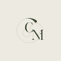 beautifull monogram initial elegant line concept CM feminine wedding style letter
