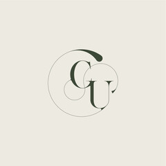 beautifull monogram initial elegant line concept CU feminine wedding style letter