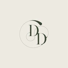 beautifull monogram initial elegant line concept DD feminine wedding style letter