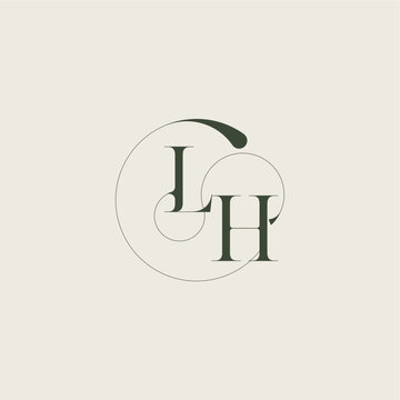 beautifull monogram initial elegant line concept LH feminine wedding style letter