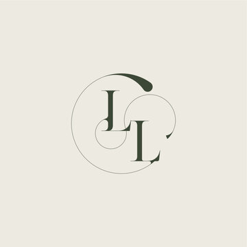 beautifull monogram initial elegant line concept LL feminine wedding style letter