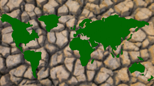 Green world map vector in dry land background in 3840 x 2160 px resolution for 4k video.