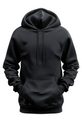 Black Hooded Sweatshirt on Display Against a Neutral Background