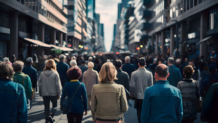 crowd of people in a shopping street - Powered by Adobe