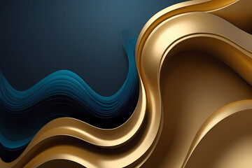 Abstract wavy lines flowing smooth curve gold gradient color in concept of luxury, technology, modern.