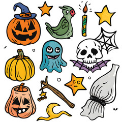 Obraz premium halloween pumpkins set