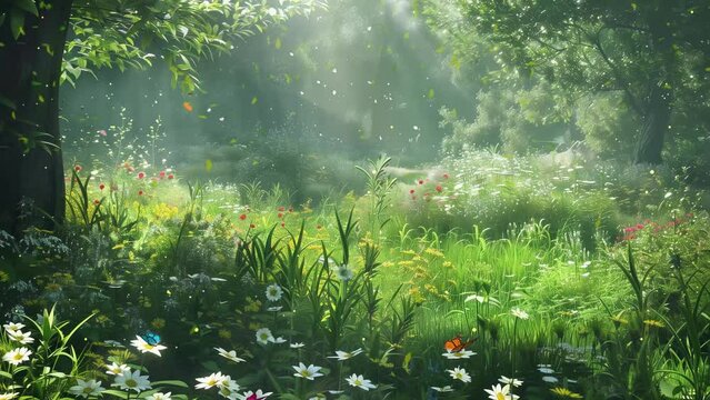 plant a native habitat for insects wildflower meadow. seamless looping overlay 4k virtual video animation background