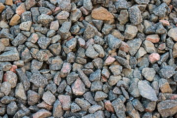 Gravel texture background. Small stones for landscaping and construction.