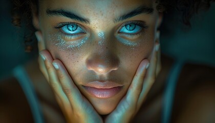 portrait of a woman with colored eyes