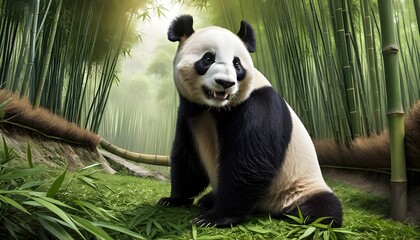 A Giant Panda Exploring A Bamboo Forest  3