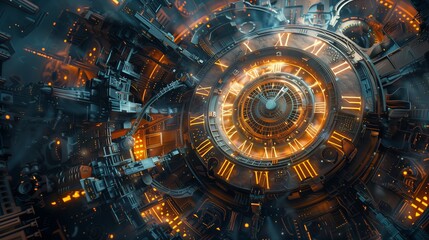Fototapeta premium Eternal Clock: Time's Fusion of Old and New
