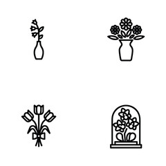 Icon set of flower. Editable vector pictograms isolated on a white background.