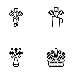 Icon set of flower. Editable vector pictograms isolated on a white background.