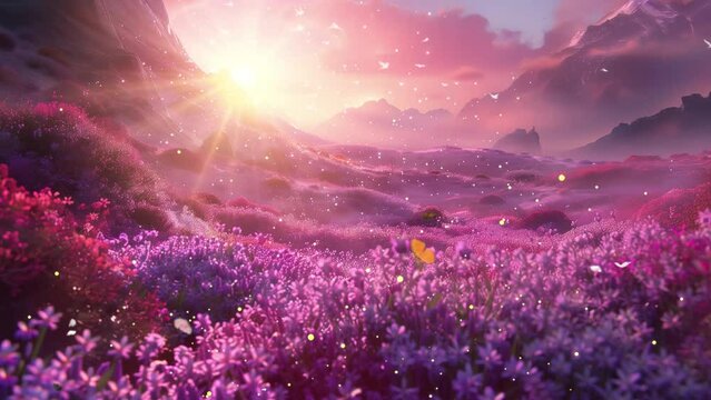 the cosmos flower field. seamless looping overlay 4k virtual video animation background
