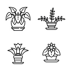 Icon set of flower. Editable vector pictograms isolated on a white background.