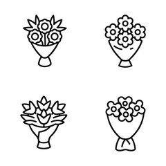 Icon set of flower. Editable vector pictograms isolated on a white background.