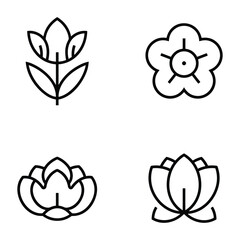 Icon set of flower. Editable vector pictograms isolated on a white background.