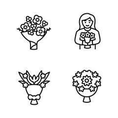 Icon set of flower. Editable vector pictograms isolated on a white background.