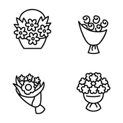 Icon set of flower. Editable vector pictograms isolated on a white background.