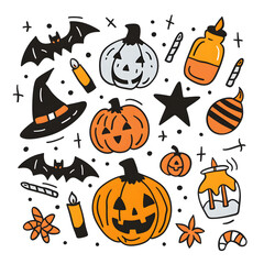 halloween pumpkins set