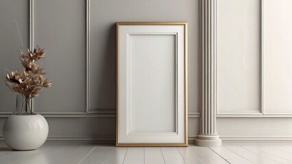 Mockup poster frame close up in interior background , 3d render