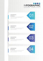Modern Info-graphic Template for Business with 4 steps, icons for 4 options, Gradients multi-color, labels. Vector info-graphic element.