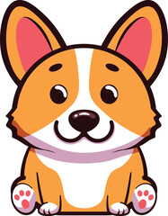 Cartoon corgi dog. Cute cartoon funny corgi, flat style illustration.