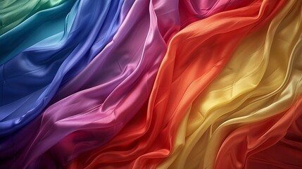 Rainbow colorful of lgbtq pride flag made from silk material in horizontal photo , 8k