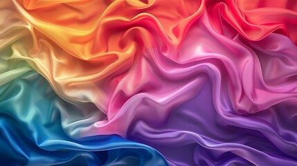 Fototapeta premium Rainbow colorful of lgbtq pride flag made from silk material in horizontal photo , 8k