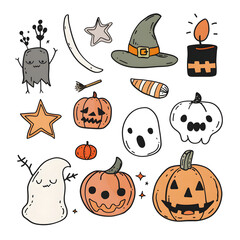 Naklejka premium halloween pumpkins set