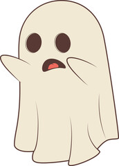 Fototapeta premium Funny cartoon ghost. Cute cartoon funny ghost, Halloween little spooky.