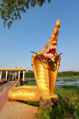 A statue from Myanmar featuring a dragon alongside Buddha, representing Burmese culture and...