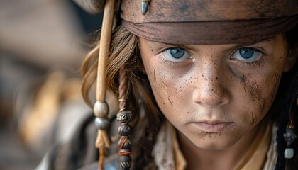 Boy wearing a pirate costume 
