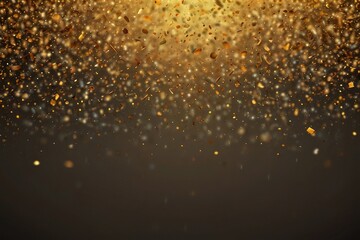 Abstract glittering gold background with shiny glossy sparkles. Gold particles and sequins and light bokeh
