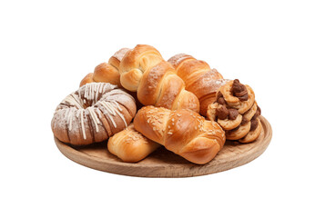 An assortment of delectable pastries, stacked enticingly against a transparent background. Generative AI