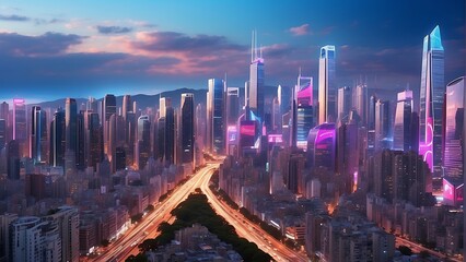 Obraz premium Urban Pulse A Vibrant Cityscape from Above