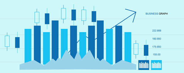2d illustration Stock market online business concept. business Graph 