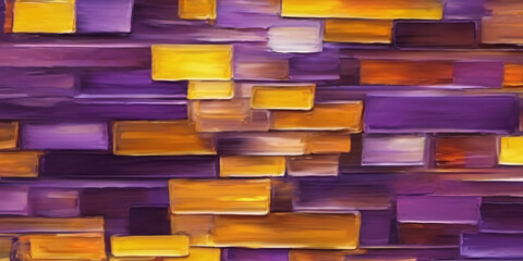  A dynamic abstract oil color painting in shades .Orange, Green, Violet 