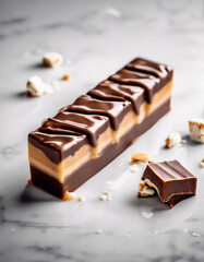 milk chocolate covered caramel and nougat snicker 

