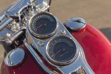 The dashboard  retro motorcycle close up - Powered by Adobe