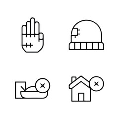 homeless outline icon set includes thin line donation, bunk bed, leftover, bridge, mittens, alcohol, food stall icons for report, presentation, diagram, web design