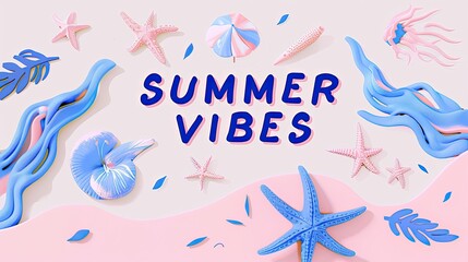 Vibrant Summer Graphic Design with Tropical Elements