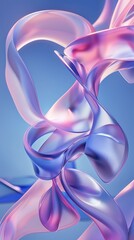 Elegant Blue Design: Smooth Curves on Blue Background with Pink and White Accents