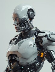 Fototapeta premium Futuristic Cyborg Warrior with Seamlessly Integrated Advanced Technology