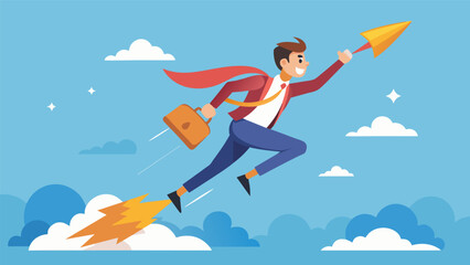 An entrepreneur with ADHD using their impulsivity and risktaking nature to launch and grow their own successful business fueled by their boundless. Vector illustration