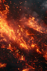 Raging Wildfire Engulfs the Land with Fierce Flames and Intense Heat in Isolated and Cinematic Photographic Style