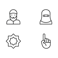 Islamic icons, such as mosque, quran, carpet, ramadan and more.