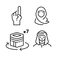 Islamic icons, such as mosque, quran, carpet, ramadan and more.