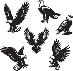 Eagle silhouette set. Eagle illustration