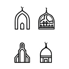 Islamic icons, such as mosque, quran, carpet, ramadan and more.